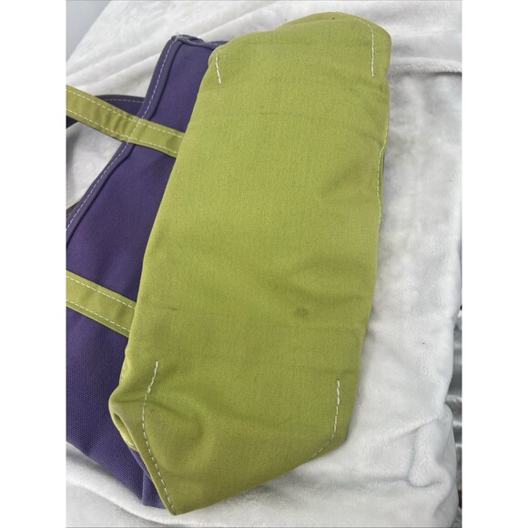Vintage LL Bean Boat and Tote Bag USA Made Canvas 90s Purple Green Zip - Picture 9 of 12